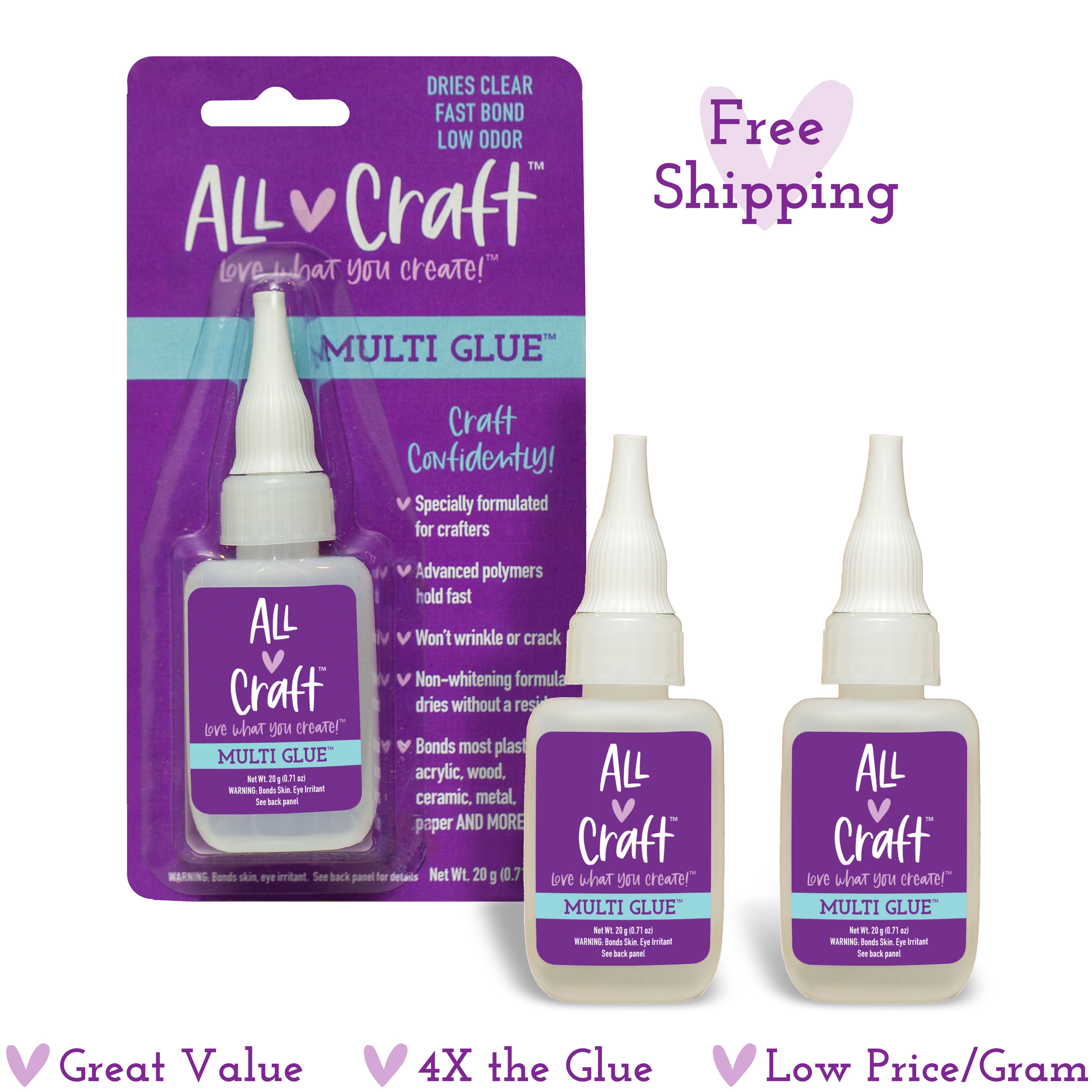 2oz Craft Glue & Precision Tips, Strong Tacky Glue, Craft Glue - Import It  All